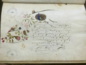 Pagina del Libro de' caratteri cancellereschi corsivi di Giovanna Garzoni